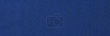 Photo for Top view of black and navy blue herringbone fabric texture background. Pattern of smooth cloth backdrop with lurex glittering metallic thread for design art work - Royalty Free Image