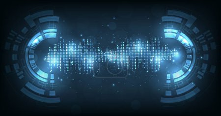Music equalizer on dark blue background.Waveform pattern for music player, podcast, voice message, music app. Vector illustration.