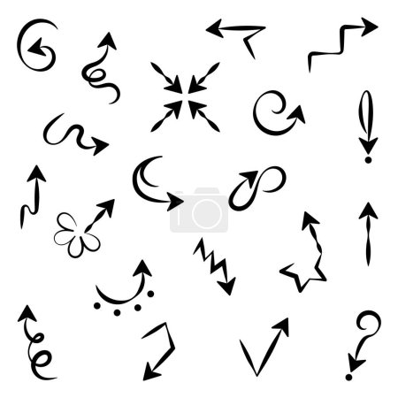 Ilustración de Juego de flechas dibujadas a mano en negro Juego de flechas para páginas web Ilustración vectorial aislada sobre fondo blanco - Imagen libre de derechos