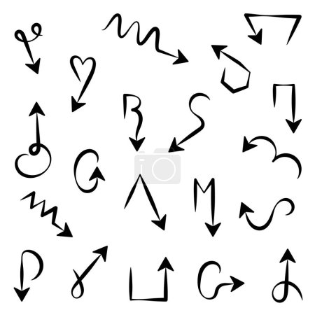 Ilustración de Juego de flechas dibujadas a mano en negro Juego de flechas para páginas web Ilustración vectorial aislada sobre fondo blanco - Imagen libre de derechos