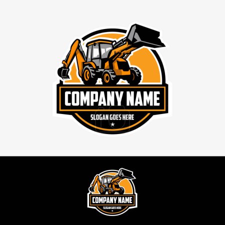 Photo for Back Hoe Loader Company Logo. Circle Emblem Badge Ready Made Logo. Best for Construction Related Company Logo - Royalty Free Image