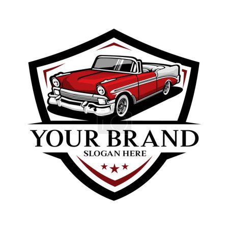 Ilustración de Pre poseído concesionario de coches clásicos listo hecho logotipo Vector aislado - Imagen libre de derechos