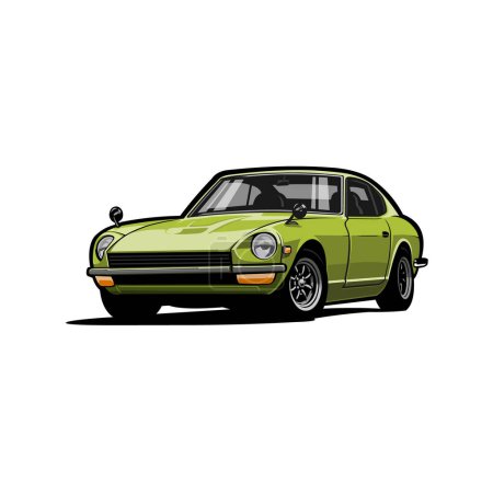 Téléchargez les illustrations : Premium Classic Japanese Sport Car Vector Illustration. Meilleur pour JDM Enthusiast Tshirt Design - en licence libre de droit