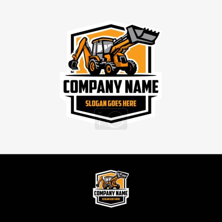 Illustration for Back Hoe Loader Company Logo. Badge Emblem Ready Made Logo. Best for Construction Related Industry Logo - Royalty Free Image