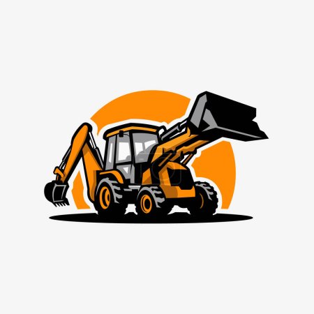 Illustration for Back Hoe Loader Vector Illustration. Ready Made Logo. Best for Construction Related Company Illustration - Royalty Free Image