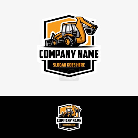 Illustration for Backhoe Loader Company Logo Isolated. Badge Emblem Ready Made Logo. Best for Construction Related Industry Logo - Royalty Free Image