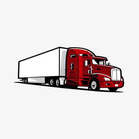 Téléchargez les illustrations : Semi camion grande plate-forme 18 roues vecteur silhouette art illustration isolé - en licence libre de droit