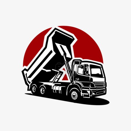Illustration for Premium Dump Truck Silhouette Vector Art Isolated. Tipper Truck Monochrome Vector Art Illustration - Royalty Free Image
