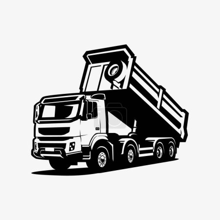 Illustration for Dump Truck Silhouette Vector Art Isolated. Tipper Truck Monochrome Vector Art Illustration - Royalty Free Image