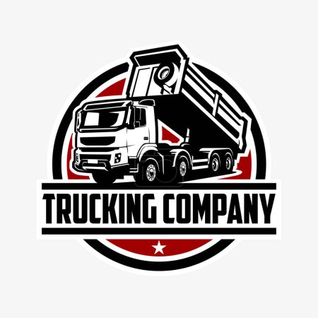 Ilustración de Logo de la empresa de transporte. Camión volquete, silueta del camión volquete Vector aislado en blanco y negro - Imagen libre de derechos