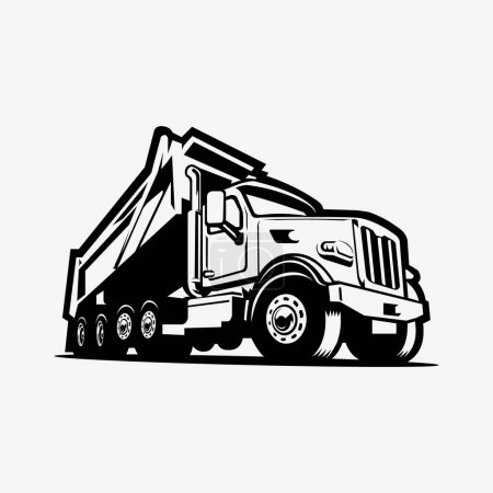 Ilustración de Vector de silueta de camión volquete arte aislado en fondo blanco. Camión basculante Monocromo. Lo mejor para la industria relacionada con el transporte - Imagen libre de derechos