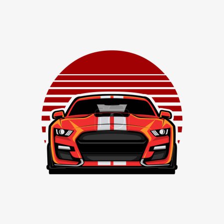 Illustration for American Muscle Sport Car Vector Art Illustration. Best for Automotive Tshirt Design and Club Logo - Royalty Free Image
