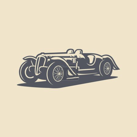 Téléchargez les illustrations : Vintage classique voiture vectoriel Art Silhouette monochrome isolé - en licence libre de droit