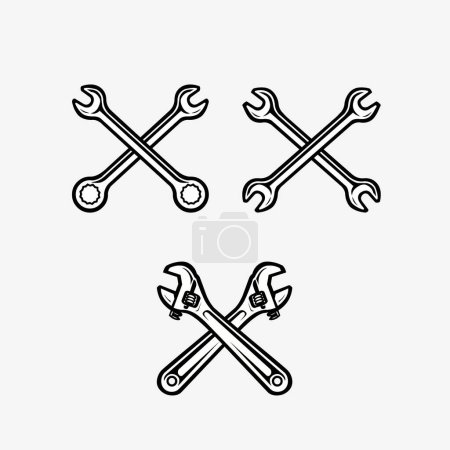 Illustration for Crossing Wrench Tools Vector Art Vector Illustration Isolated - Royalty Free Image