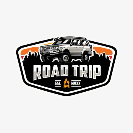 Ilustración de Viaje por carretera emblema logotipo vector aislado. Mejor para aventura camino viaje etiqueta engomada - Imagen libre de derechos