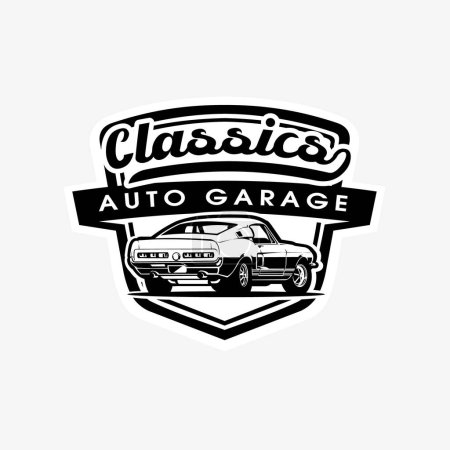 Illustration for Classic Retro Car Badge Emblem Logo Vector - Royalty Free Image