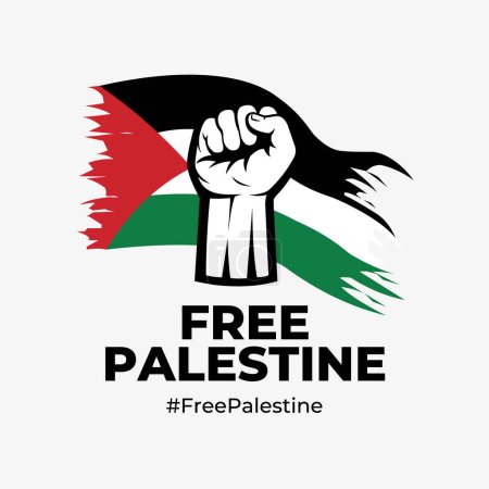 Ilustración de Movimiento Palestina Libre Ilustración Vector Aislado en Fondo Blanco. Rezar por los símbolos de Palestina - Imagen libre de derechos