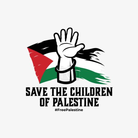 Ilustración de Save The Children of Palestine Banner Vector Illustration (en inglés). Banner de Palestina libre - Imagen libre de derechos