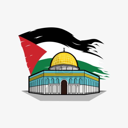 Illustration for Dome Of The Rock Jerusalem Palestine Gaza Isolated - Royalty Free Image
