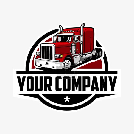 Illustration for Premium trucking company ready made logo. 18 wheeler semi truck logo vector. Best for trucking and freight related industry - Royalty Free Image