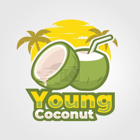 Ilustración de Young Coconut Ready Made Logo Vector Art Aislado. Lo mejor para el diseño de negocios y camisetas - Imagen libre de derechos