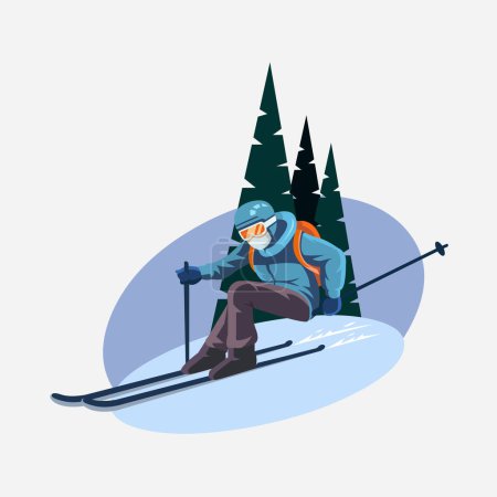 Illustration for Ice skiing playing in the snow vector isolated - Royalty Free Image