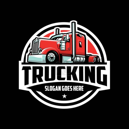 Illustration for Trucking Company Emblem Logo Vector Isolated in Black Background. Best for Trucking Related Industry - Royalty Free Image