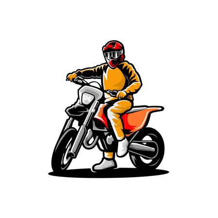 Ilustración de Super Moto Biker Vector Illustration. Lo mejor para la bicicleta de motor de deporte de aventura - Imagen libre de derechos