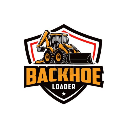 Illustration for Backhoe Loader Company Badge Logo Vector. Best for Construction Related Industry - Royalty Free Image