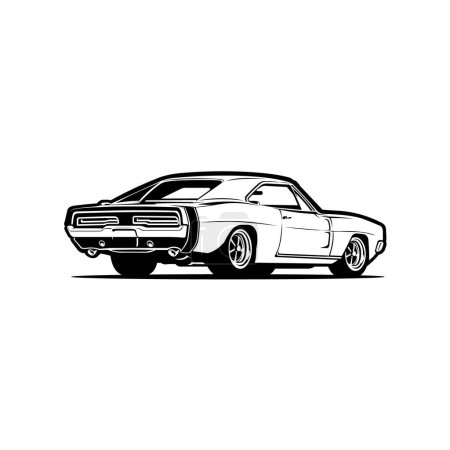 Ilustración de American Muscle Car Vector Illustration. Vector monocromático. Lo mejor para la ilustración relacionada con la automoción - Imagen libre de derechos