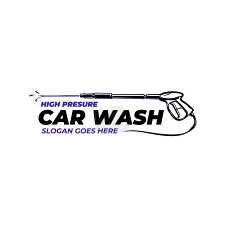 Illustration for High pressure car wash ready made logo vector art illustration isolated. Best for car wash related industry - Royalty Free Image
