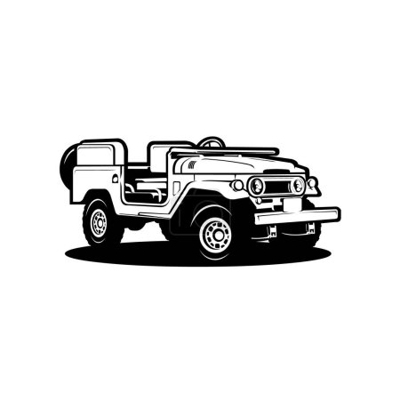 Classic 4x4 offroad overland black and white truck illustration vector isolated. Best for automotive overland industry.
