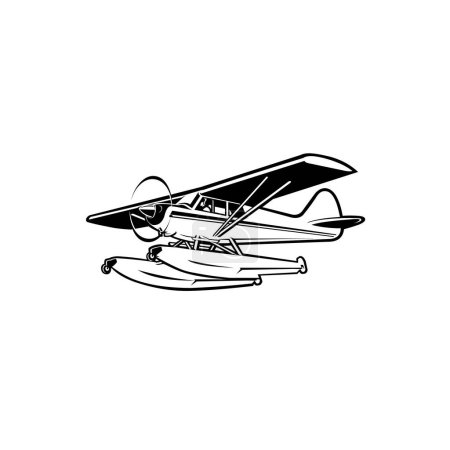 Sea plane vector isolated. Small amphibious plane vector art monochrome silhouette illustration