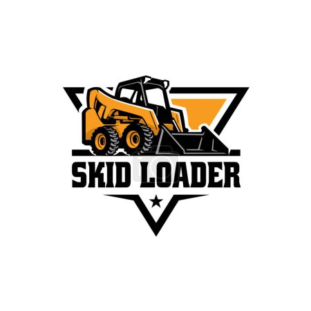 Skid steer loader logo vector isolated in white background. Best for landscaping construction industry