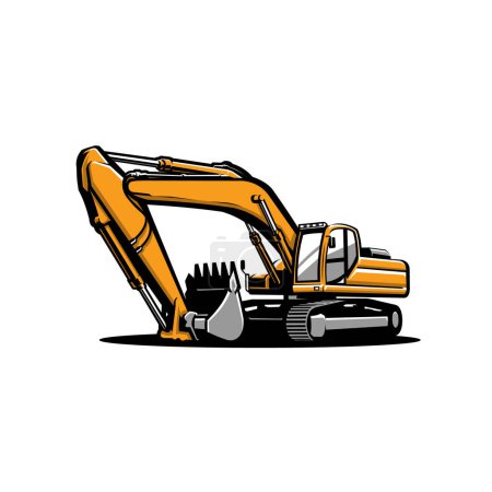 Excavator heavy equipment construction vector art isolated in white background. Best for construction and earth moving related business
