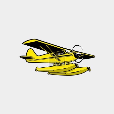 Sea plane vector art isolated. Small amphibious plane vector art silhouette illustration