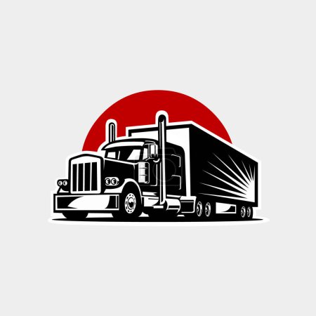 Illustration for Semi truck 18 wheeler american truck side view vector isolated in white background - Royalty Free Image