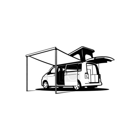 Wohnmobil Caravan Wohnmobil Monochrom Vector Isoliert