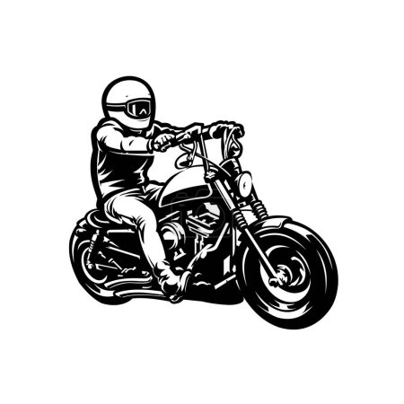 Motorcycle Biker Bobber Monochrome Silhouette Stock Template Vector Stock Art Illustration