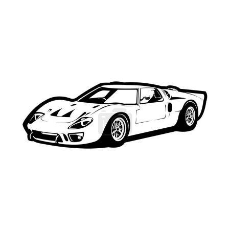 Classic American Sport Monochrome Car Muscle Car Silhouette Vector Isolated