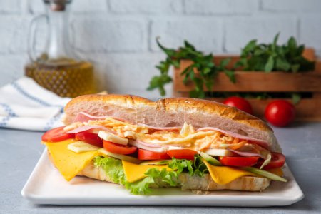 Foto de Delicious looking cold sandwich served with coleslaw sauce. - Imagen libre de derechos