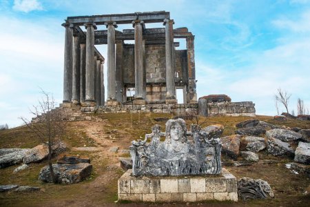 Cavdarhisar, Kutahya, Turkey, February 20, 2023, Antic city ruins with Zeus temple. Aizanoi ancient city in .