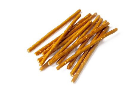 Photo for Stick cracker, pretzel, on white background. Crunchy salted pretzel sticks isolated. - Royalty Free Image
