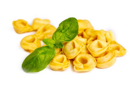 Téléchargez les photos : Raw fresh tortellini pasta isolated on white background - en image libre de droit