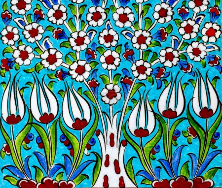 Photo for Patterns of tile making and ceramic art in Kutahya, Turkey. Turkish name; Kuhahya cinisi - Royalty Free Image