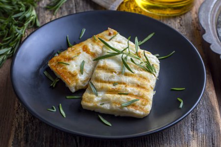 Photo for Grilled halloumi cheese. Fried halloumi cheese. - Royalty Free Image