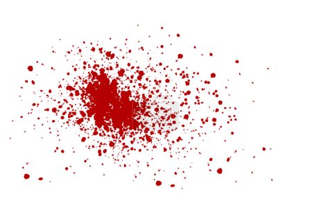 Foto de Efecto de pincel de salpicadura de sangre sobre fondo blanco con pintura roja. - Imagen libre de derechos