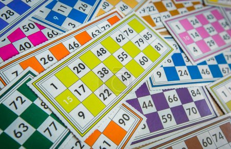 Photo for Bingo cards (Tombola / lotto) and with numbers isolated - Royalty Free Image