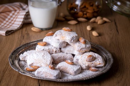 Photo for Traditional Kavala cookies with almond - Royalty Free Image