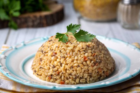 Photo for Bulgur pilaf with chia seeds - Royalty Free Image
